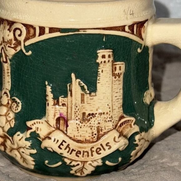 Vintage German Castle Stein Shot Glass Ehrenfels Design - Picture 2 of 5